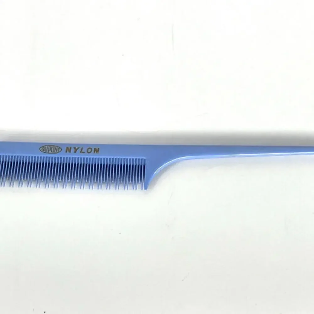 Vintage Dupont Nylon Rat Tail Teasing Fine Tooth Styling Hair Comb Blue #427 USA